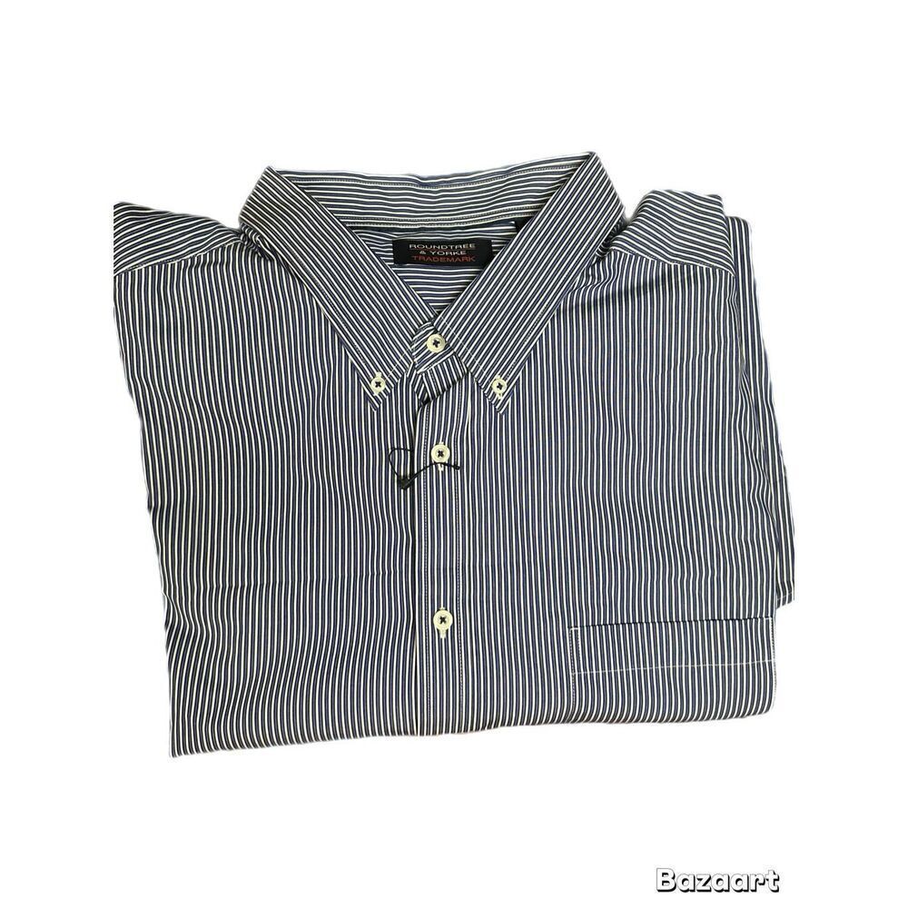NWT. Roundtree & Yorke blue and white stripes long sleeve button down 4XL￼